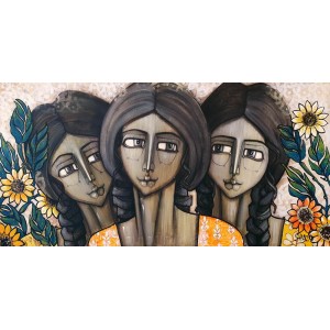 Shazia Salman, 24 x 48 Inch, Acrylics on Canvas, Figurative Painting, AC-SAZ-070